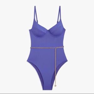 WeWoreWhat Swimsuit Sapphire with Gold Chain